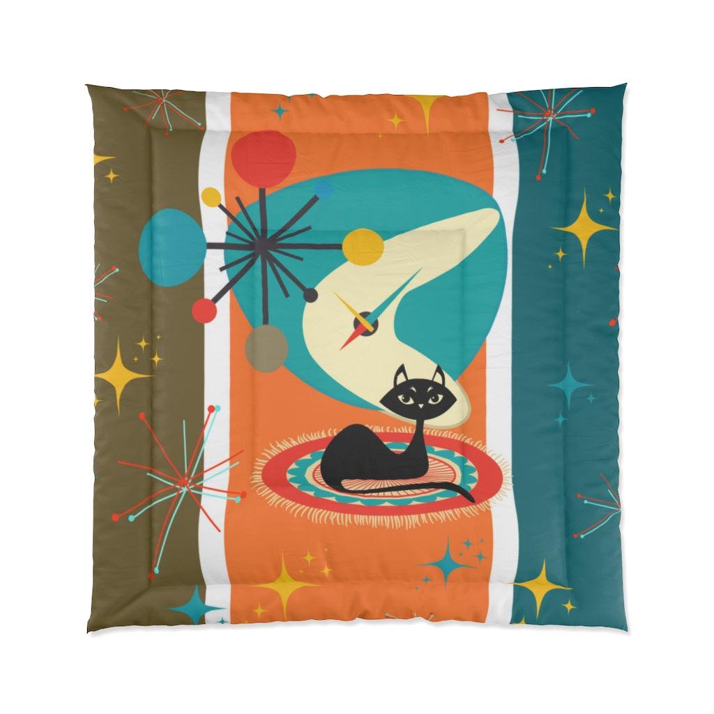 Retro Atomic Cat Starburst Multicolor MCM Comforter | lovevisionkarma.com