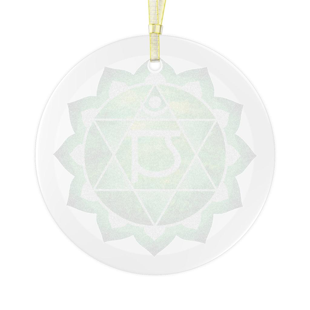 Anahata, Heart or Fourth Chakra Glass Ornament, Yoga Christmas Ornament | lovevisionkarma.com