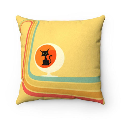 1960s Retro Atomic Cat in Ball Chair Yellow Pillow | lovevisionkarma.com