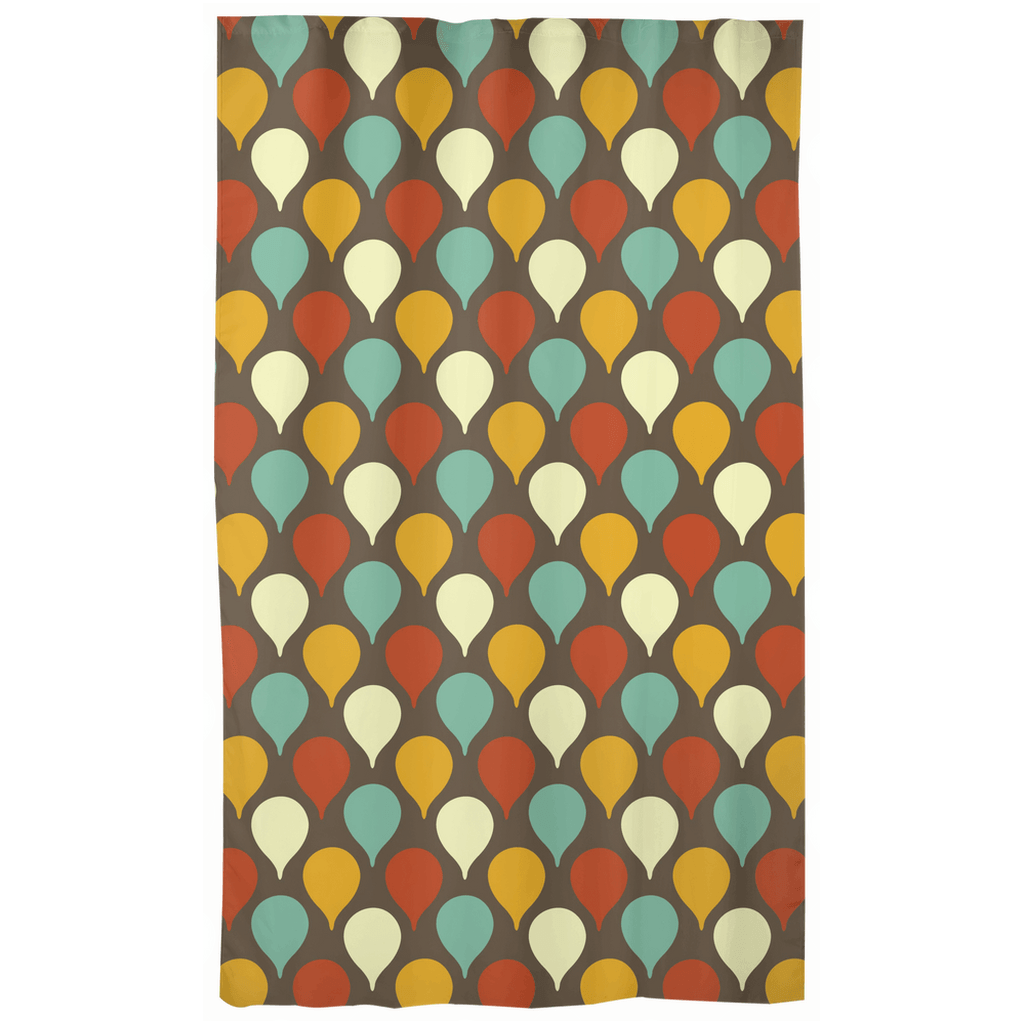 Retro Mid Century Geometric Brown, Mustard, Orange & Teal Curtains | lovevisionkarma.com