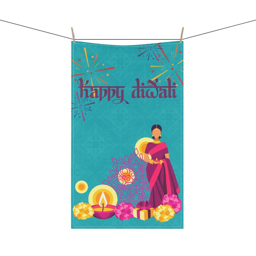 Diwali Kitchen Decor, Festive Diwali Tea Towel | lovevisionkarma.com