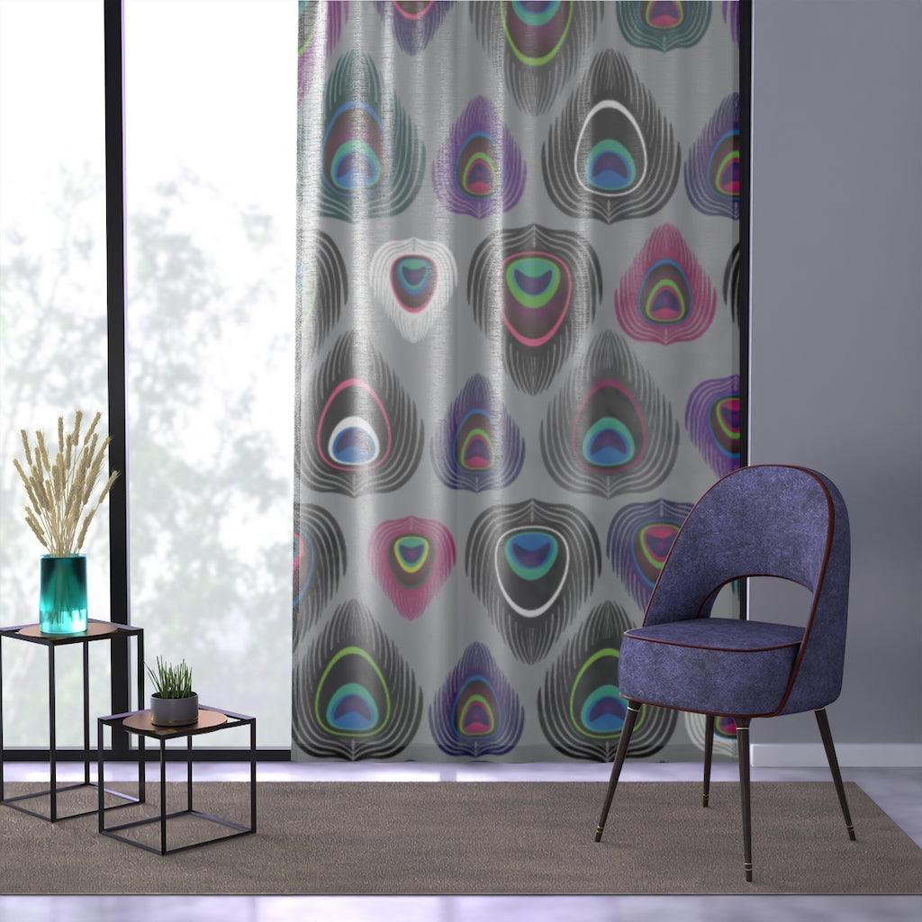 Boho Peacock Feather Colorful Sheer Window Curtain | lovevisionkarma.com