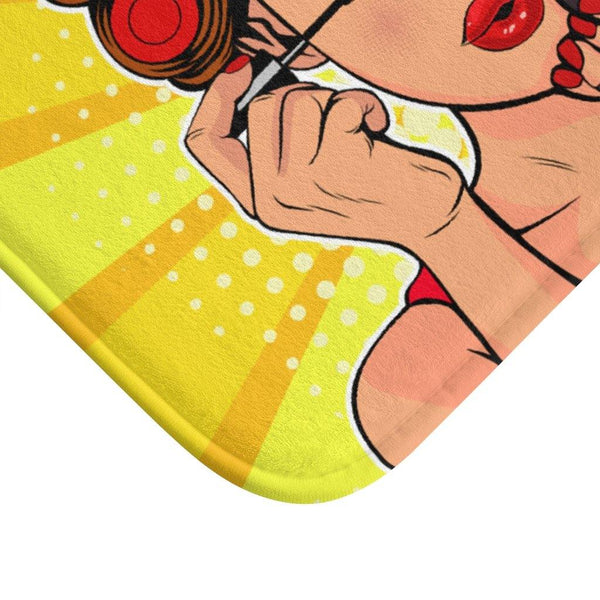 "Better Late" Comic Pop Art Funny Bath Mat | lovevisionkarma.com