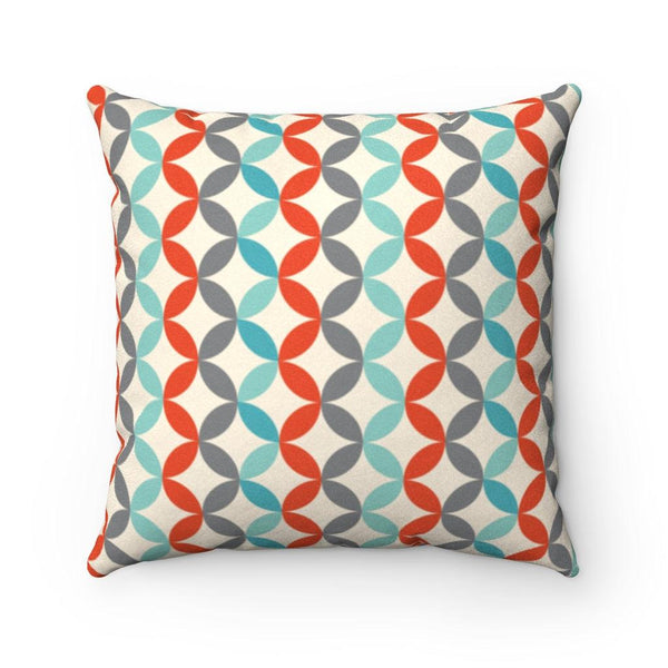 Mid Century Mod Geometric Grey, Orange & Off-White Throw Pillow | lovevisionkarma.com