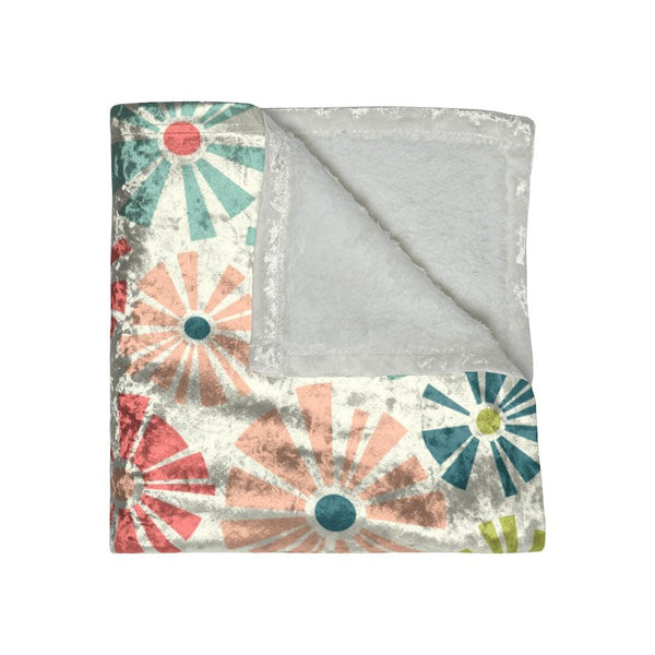 Mod Boho Flowers MCM Multicolor Crushed Velvet Blanket | lovevisionkarma.com