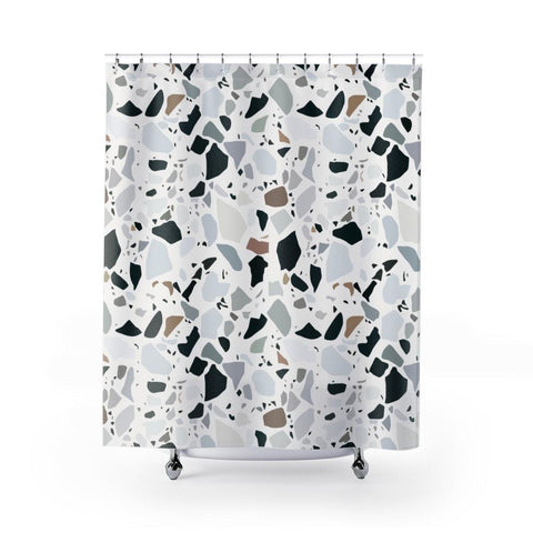 Terrazzo Print Modern Minimalist Shower Curtain | lovevisionkarma.com