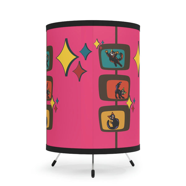 Atomic Retro Cats Kitschy Mid Century Pink Tripod Accent Lamp | lovevisionkarma.com