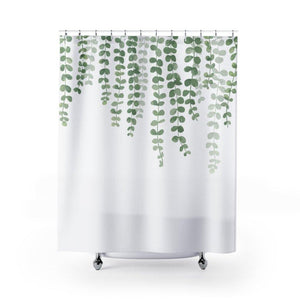 Eucalyptus Cascading Farmhouse Watercolor Botanical Print Shower Curtain | lovevisionkarma.com