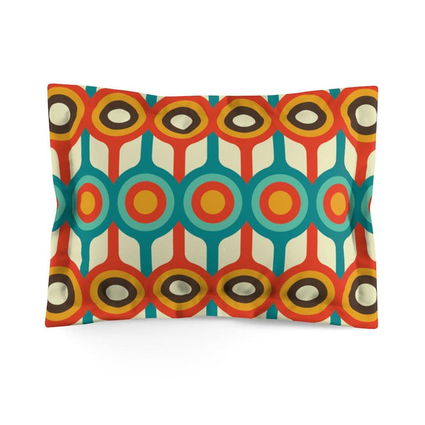 Retro Geometric Circles Blue & Orange Mid Century Modern Pillow Sham | lovevisionkarma.com