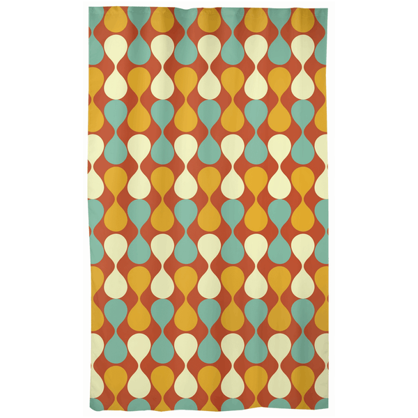 Retro MCM Geometric Mustard, Orange and Blue Curtain Panel | lovevisionkarma.com