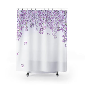 Wisteria Dangling Clusters Botanical Shower Curtain - Purple Hue at the Top | lovevisionkarma.com