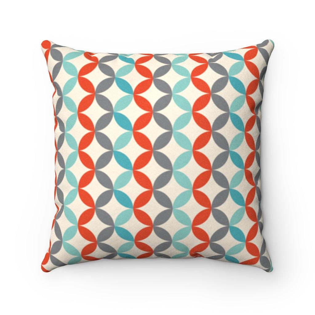 Mid Century Mod Geometric Grey, Orange & Off-White Throw Pillow | lovevisionkarma.com