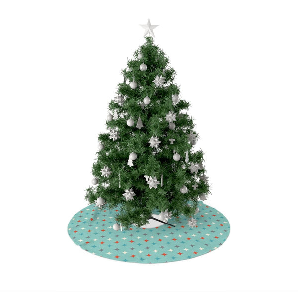 Retro Stars Blue Mid Century Christmas Tree Skirt | lovevisionkarma.com