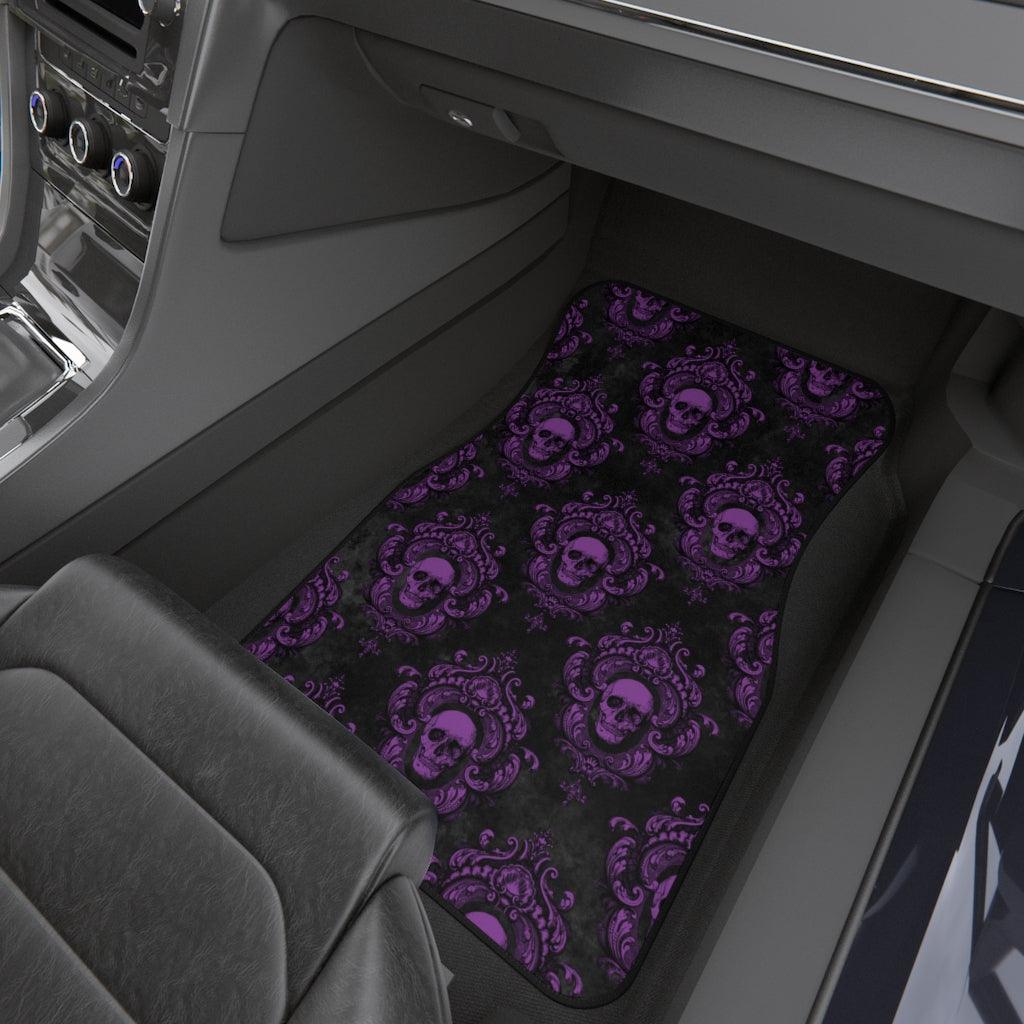 Glam Goth Skulls Purple & Black Car Mats (Set of 4) | lovevisionkarma.com