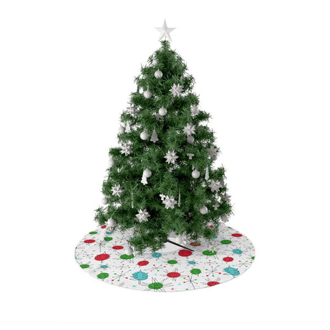 Retro Mid Century Atomic Burst Multicolor Christmas Tree Skirt | lovevisionkarma.com