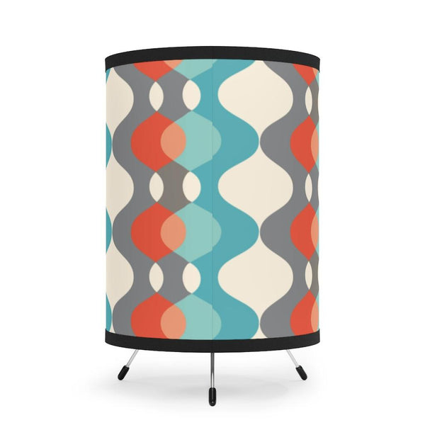 Mid Century Mod Abstract Blue, Gray & Orange Tripod Accent Lamp | lovevisionkarma.com