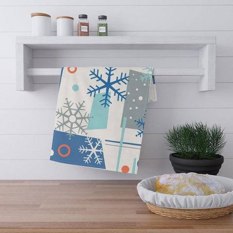 Retro Mod Snowflake Christmas Kitchen Tea Towel | lovevisionkarma.com