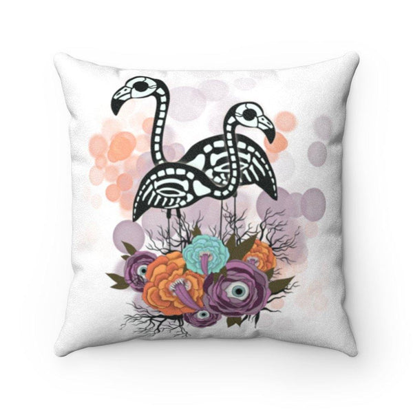 Skeleton Flamingos Halloween Pillow Goth Glam Decor | lovevisionkarma.com