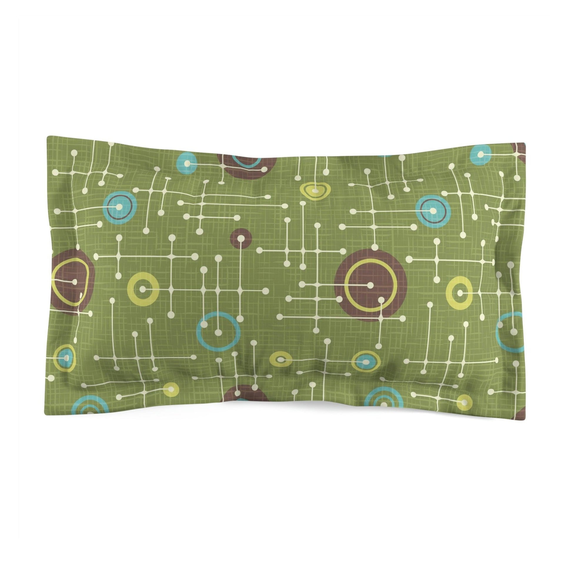 Retro 50s Eames Inspired Lines Mid Century Mod Green Pillow Sham | lovevisionkarma.com