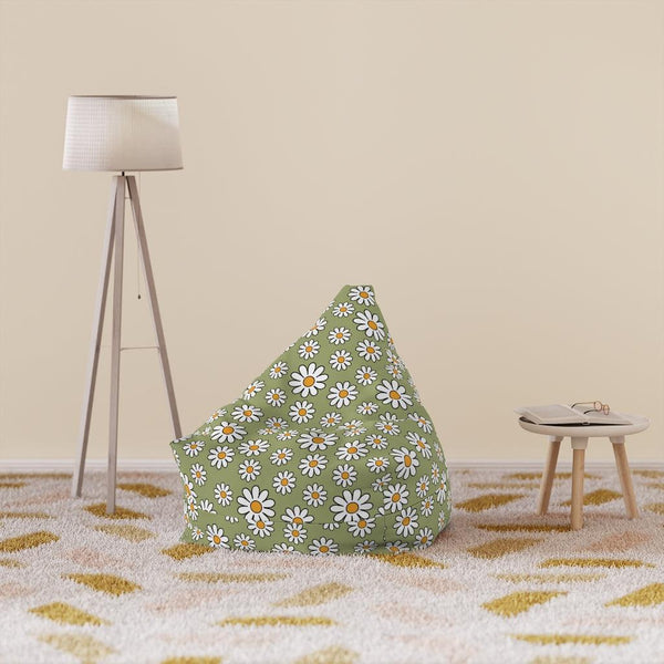 Boho Daisy Sage Green MCM Bean Bag Chair COVER | lovevisionkarma.com