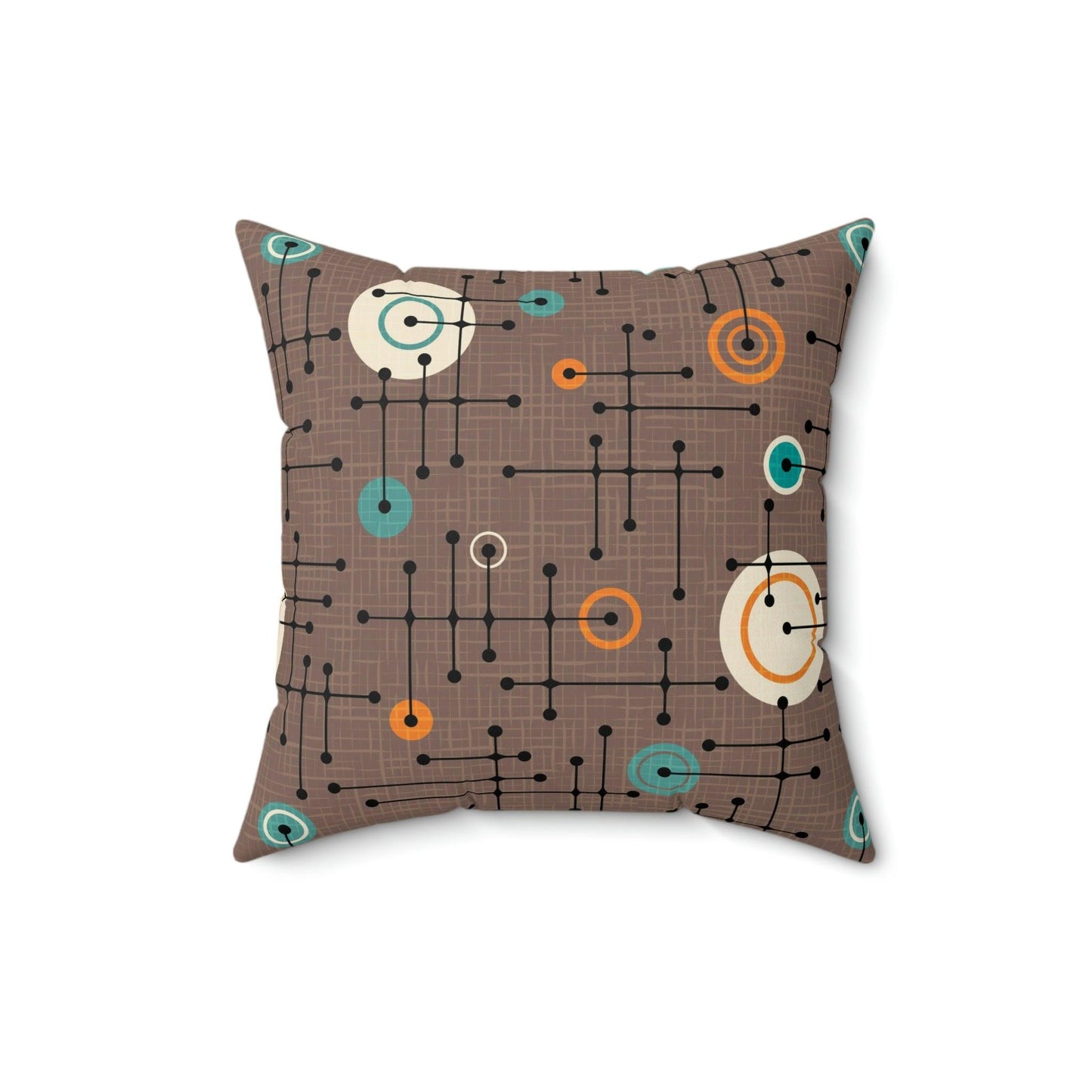 Retro 50s Mid Century Lines Eames Inspired Brown Pillow | lovevisionkarma.com