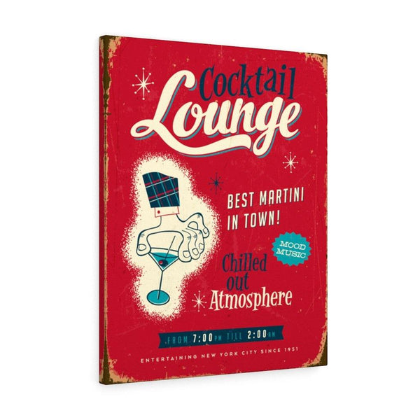 Retro Red 1950's Cocktail Lounge Sign | Mid Century Canvas Gallery Wrap | lovevisionkarma.com
