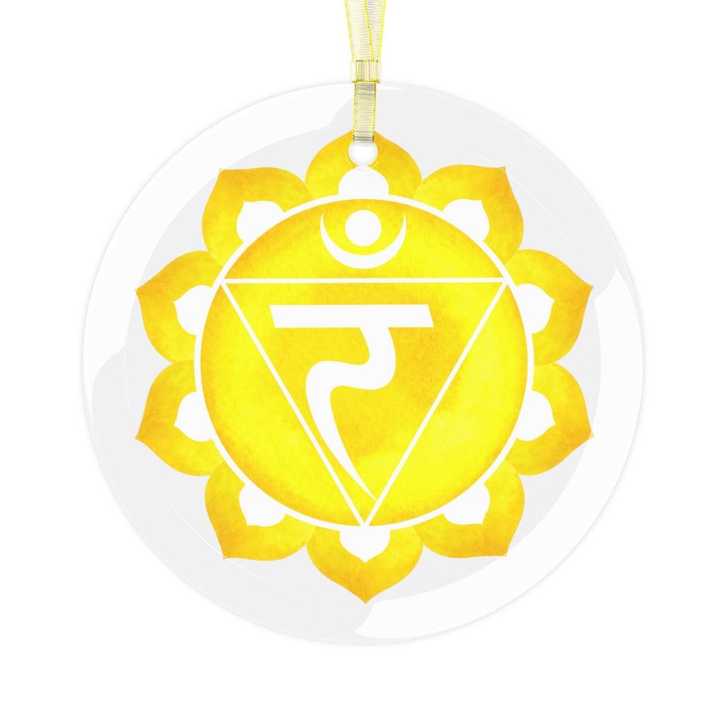 Manipura, Solar Plexus or Third Chakra Glass Ornament, Yoga Christmas Ornament | lovevisionkarma.com