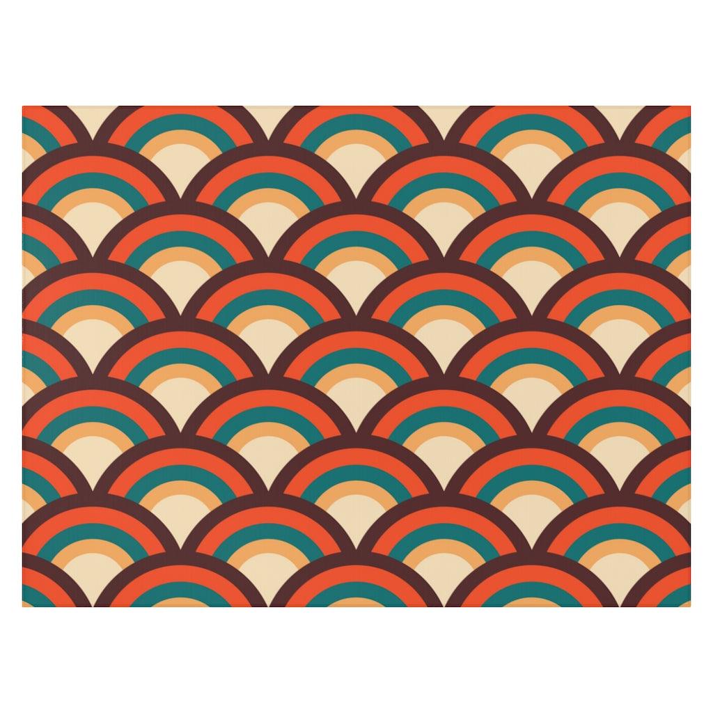 Retro Geometric Wave Pattern MCM Multicolor Anti-Slip Rug | lovevisionkarma.com
