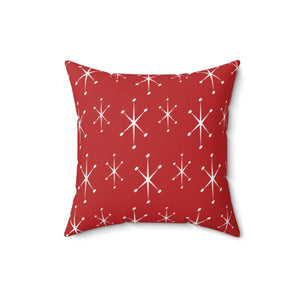 1950s Style Atomic Burst Red Christmas Throw Pillow | lovevisionkarma.com