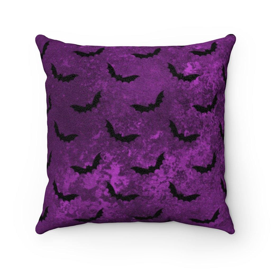 Creepy Bats Purple Halloween Pillow Glam Goth Decor | lovevisionkarma.com