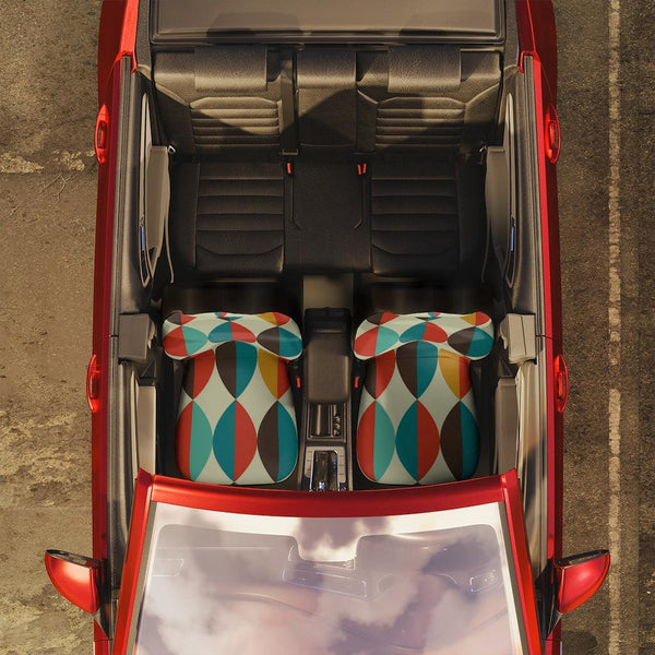 Retro Mid Century Mod Ovals Multicolor Car Seat Covers | lovevisionkarma.com