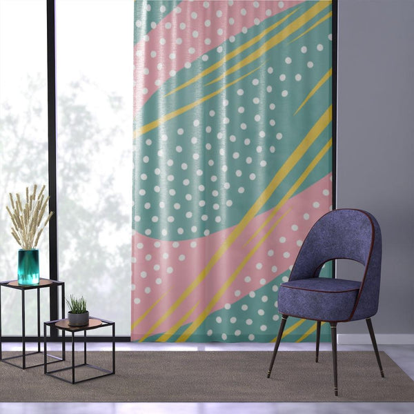 Retro Boho Abstract Pastel Sheer Window Curtain | lovevisionkarma.com