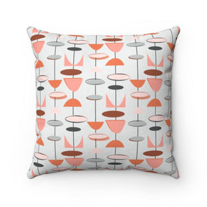 Retro Atomic Mid Century Mod Abstract Pink & Grey Pillow | lovevisionkarma.com