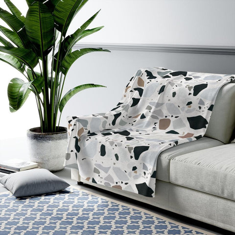 Terrazzo Print Modern Minimalist Velveteen Lightweight Blanket | lovevisionkarma.com