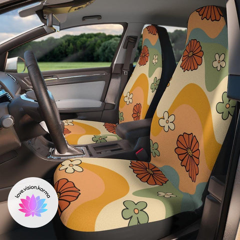 Boho Flowers and Waves Multicolor MCM Car Seat Covers | lovevisionkarma.com