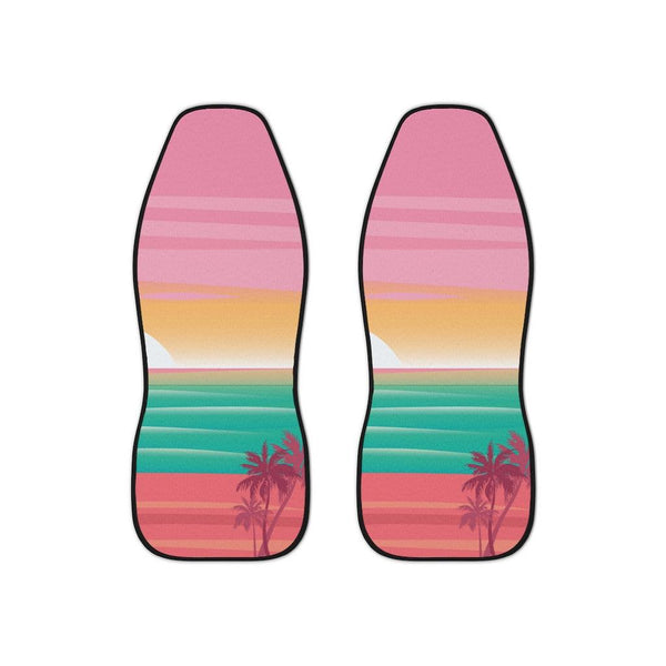 Beach Sunset and Palm Tree Pink Retro Car Seat Covers | lovevisionkarma.com