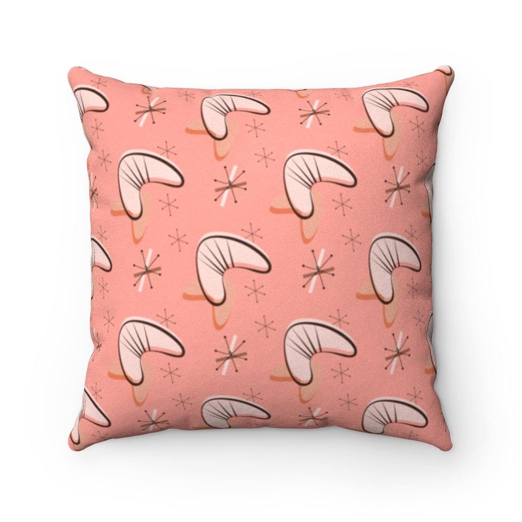 Retro Boomerangs & Atomic Starbursts MCM Pink Pillow | lovevisionkarma.com