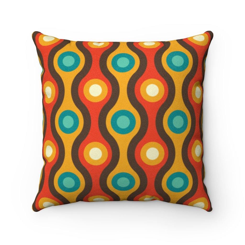 Retro 60s 70s Waves Mid Century Mod Brown & Orange Pillow | lovevisionkarma.com