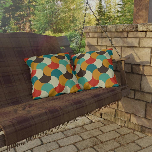 Mid Century Modern Abstract Weave Colorful Outdoor Pillow | lovevisionkarma.com