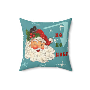 Funny Vintage Santa "Ho Ho Hoes!" Christmas Pillow | lovevisionkarma.com