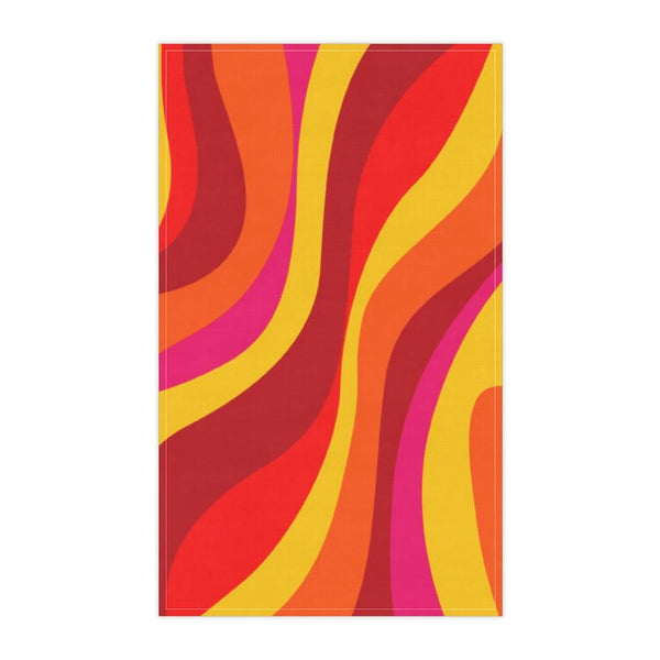 Groovy 60's Retro Hippie Swirls Orange & Yellow Kitchen Towel | lovevisionkarma.com