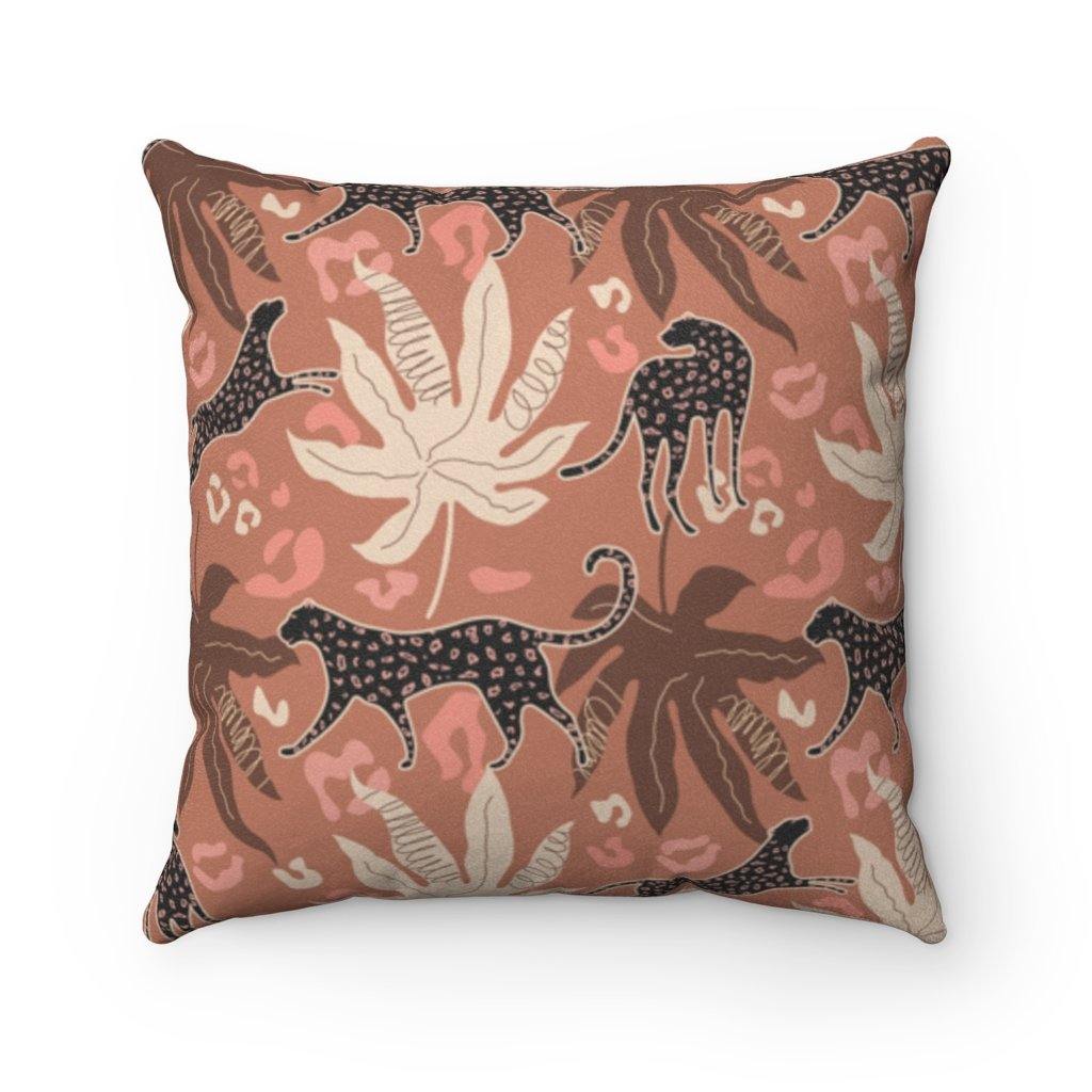 Boho Mod Black Leopard in Jungle Pink/Brown Pillow | lovevisionkarma.com