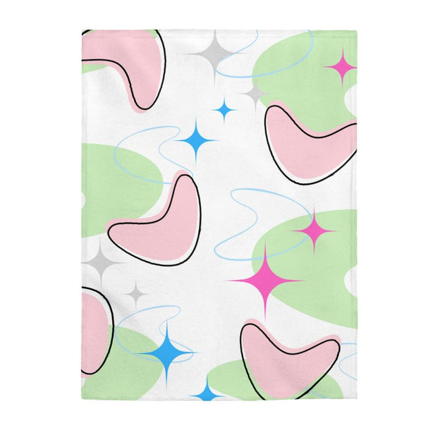 Retro MCM Atomic Bursts & Boomerangs Multicolor Velveteen Lightweight Blanket | lovevisionkarma.com