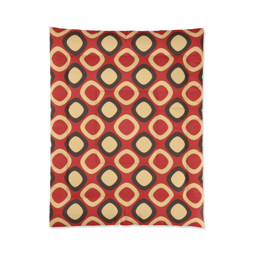 Retro Mod Squares Mid Century Dark Orange Comforter | lovevisionkarma.com