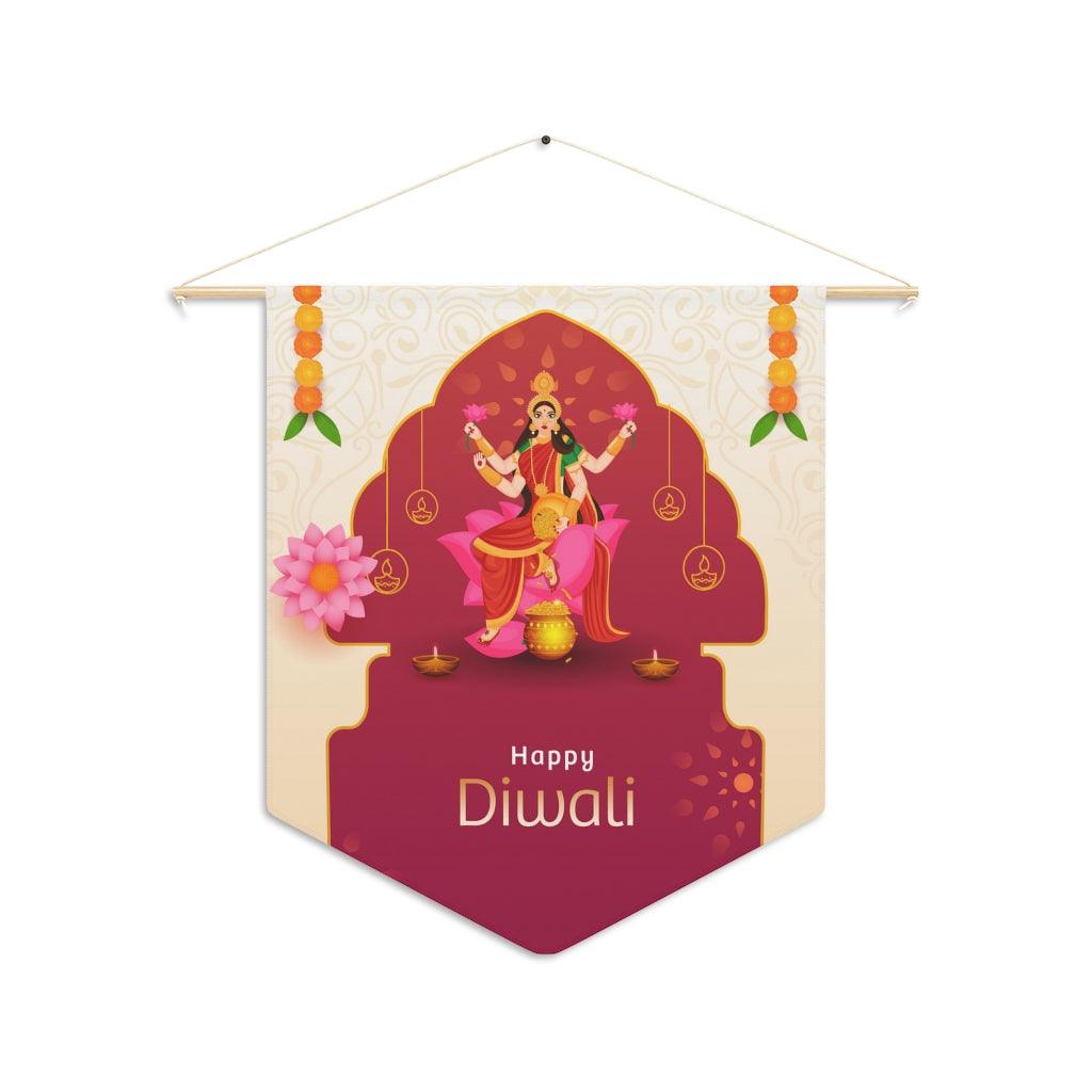 Diwali Home Decor, Lakshmi Mata, Goddess of Wealth, Wall Pennant | lovevisionkarma.com