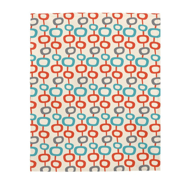 Retro Mod Geo Abstract Shape Chains Multicolor Lightweight Velveteen Blanket | lovevisionkarma.com
