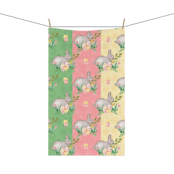 Retro Easter Bunnies Cottagecore Multicolor Kitchen Tea Towel | lovevisionkarma.com