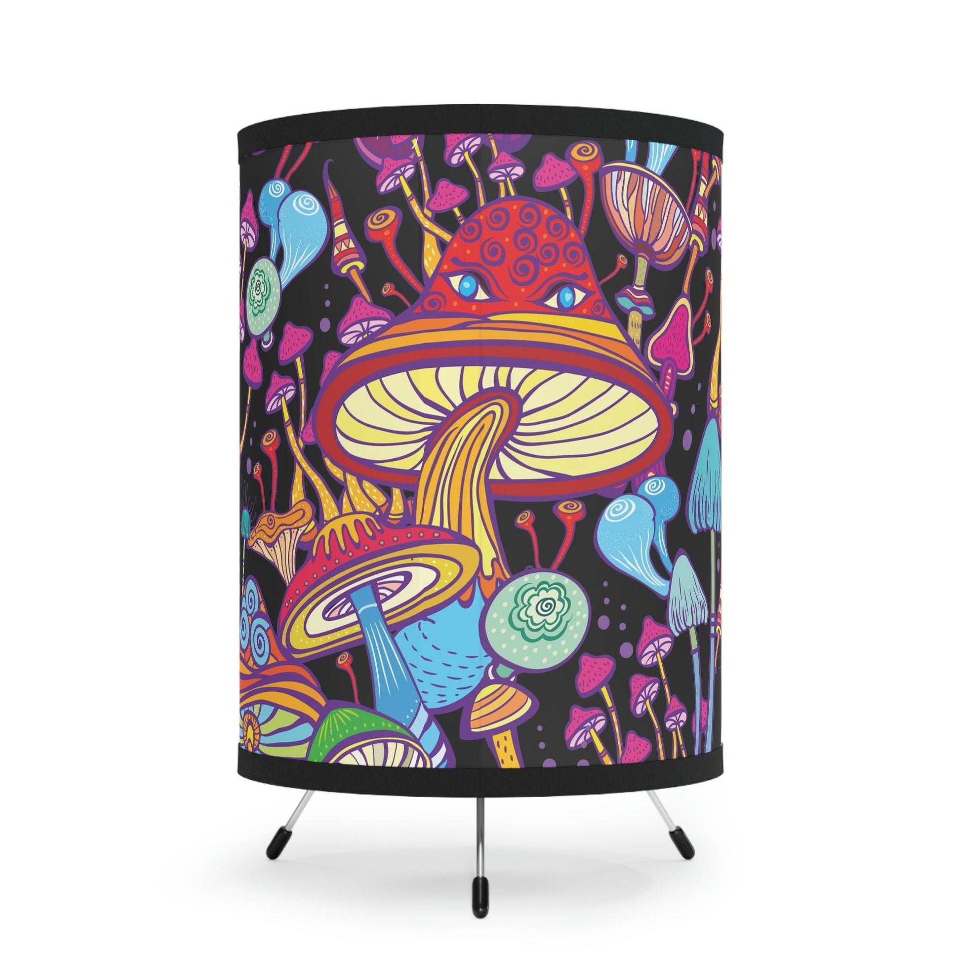 Trippy Space Mushroom Hippie MCM Colorful Tripod Tabletop Lamp | lovevisionkarma.com