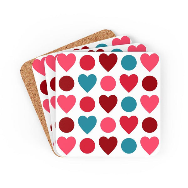 Hearts and Circles Red & Blue MCM Valentine Coaster Set | lovevisionkarma.com