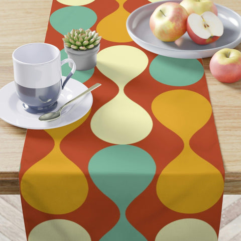 Mid Century Modern Table Runner, Multicolor Abstract Retro Table Linens | lovevisionkarma.com